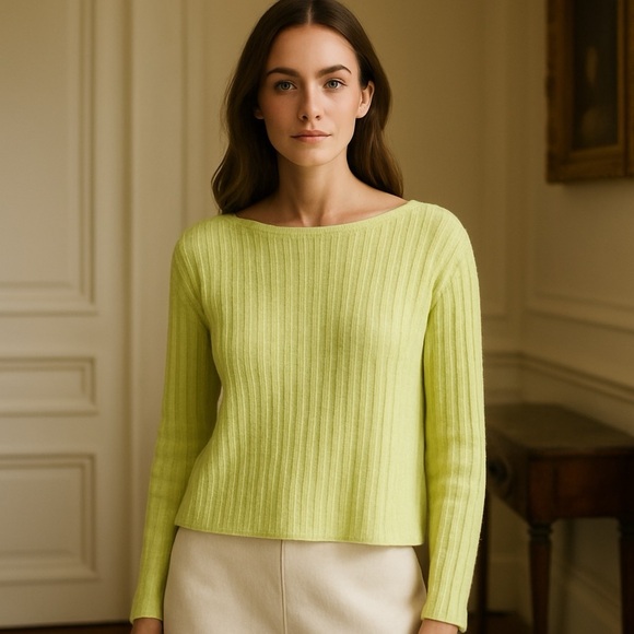 Eileen Fisher Organic Linen Cotton Rib Bateau Neckline Boxy Sweater - Picture 1 of 5